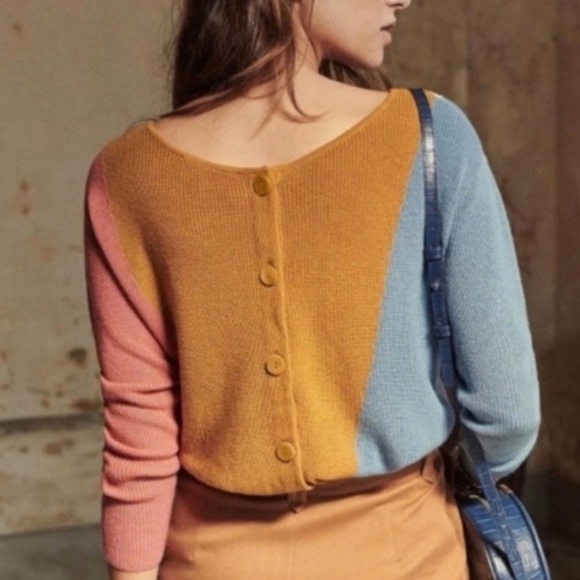 Sezane Merino Wool Blend Reversible Cardigan Sweater Jumper Matthis Size Medium - Picture 3 of 15